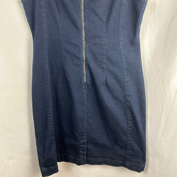 Holding Horses Anthropologie Denim Ribbon Dress Women 12 Blue Stretch Boho - Picture 11 of 13